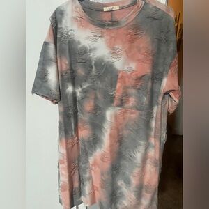 Distressed tie dye T-shirt dress